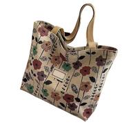 XINYIN Tragetasche aus Segeltuch mit großem Fassungsvermögen, wiederverwendbar, Blumendruck, Schultertaschen für Reisen, Einkaufen, Arbeit, Strand, wiederverwendbare Einkaufstücher, dunkel, One Size