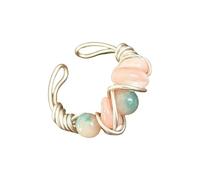 XINYIN Trendige geometrische Perlenringe mit Natursteinen, verstellbar | Mit echten Steinen, zarter Fingerschmuck zum Stapeln oder Einzeltragen, für den täglichen Gebrauch