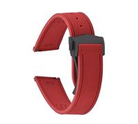 XIOKLM Weiches Sport-Uhrenarmband, 20 mm, 21, 22, FKM-Gummi-Armband, Schnellverschluss-Armband, Segeltuch-Textur(Red-Buckle2,22mm)