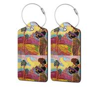 Xiso Ver Gepäckanhänger für Koffer, schöne afrikanische Frau, Südgebirge, Landschaft, PU-Leder, Sichtschutz, ID-Etikett mit Edelstahlschlaufe und Adresskarte für Reisetasche, Koffer, 2 Stück