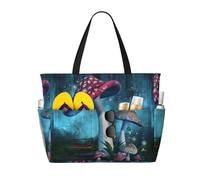 Xiso Ver Große Strandtasche für Damen, extra großes Fassungsvermögen, wasserdicht, sanddicht, geeignet für Schwimmbad, Fitnessstudio, Lebensmittel, Reisen - Fantasie-Pilze
