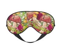 Xiso Ver Schlafmaske mit farbigen großen Pilzen und Blättern, verstellbar, doppelseitig, weiche Schlaf-Augenabdeckungen zum Schlafen, perfekte Schattierung, reduziert Augenödeme