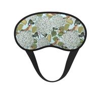 Xiso Ver Schlafmaske mit Hortensien und kleinen Vögeln, verstellbare Augenmaske, weiche Schlaf-Augenabdeckungen zum Schlafen, perfekte Schattierung, reduziert Augenödeme