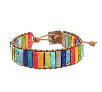 Xiton 7 Chakra-Armband Einstellbar Bohemien Schmuck Geflochtene ArmbäNder Handgemacht Chakra Stein Heilkristall Schmuck FüR Die MäDchen Der Frauen