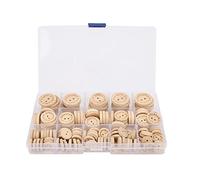 Xiuganpo Bastelknöpfe aus Holz, Langlebige Nähknöpfe für Kinderkleidung, 140 Stück, mit Aufbewahrungsbox für, Handgefertigte Dekoration, Festivals