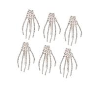 Xiuganpo Skelett-Hand-Haarspange, Halloween-Knochen-Haarspangenkrallen für Frauen und Mädchen, Haarnadel für Party, Cosplay, 6 Stück (SILVER)