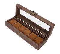 Xiuganpo Uhrenbox mit 6 Steckplätzen, Elegante Abschließbare Uhrenschutzbox aus PU-Leder Im Vintage-Stil für die Heimdekoration