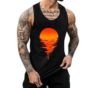 XIUH Tank Top Herren Männer T Shirt Ärmelloses Tshirt Tee Muskelshirt Achselshirt ÄrmelloseTankshirt Baggy Tank Top O Neck Ärmellos Tankshirt Einfarbig Shirt Knopf Shirts T-Shirt Frühling Sommer Bod