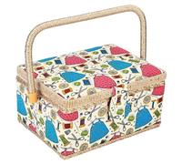 XIUsheUA häkeltasche Nähkorb, Vintage-Nähkorb for Nadeln, Fäden, Maßband und andere Nähutensilien, Aufbewahrungsbox für Stricken Häkeln Wolle Aufbewahrung Reisen(A)