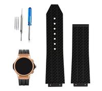 XIW Kompatibel mit 19 mm × 25 mm × 22 mm Hublot Big Bang Gummi-Uhrenarmband, Ersatz für Herren, Silikon-Armband, Damen-Armband, Schwarz