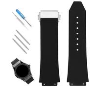 XIW Kompatibel mit 19 mm × 25 mm × 22 mm Hublot Big Bang Gummi-Uhrenarmband mit Edelstahl-Schnalle, Ersatz für Herren, Silikon-Armband, Damen-Armband (Nadelstreifen)