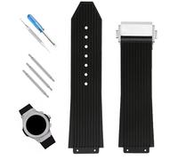 XIW Kompatibel mit 19 mm × 25 mm × 22 mm Hublot Big Bang Gummi-Uhrenarmband mit Edelstahl-Schnalle, Ersatz für Herren, Silikon-Armband, Damen, grobe Linien