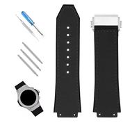 XIW Kompatibel mit 19 mm × 25 mm × 22 mm Hublot Big Bang Lederarmband mit Edelstahl-Schnalle, Ersatz für Herren, Silikon-Armband, Damenarmband, Schwarz