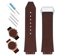 XIW Kompatibel mit 19 mm × 25 mm × 22 mm Hublot Big Bang Lederarmband mit Edelstahl-Schnalle, Ersatz für Herren, Silikon-Armband, Damenarmband, Braun