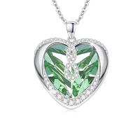 XIXLES Herz Halskette Infinity Kette 925 Sterling Silber Herz Anhänger Kristall Kette Schmuck Geschenke für Frauen Freundin Mama (08. August)