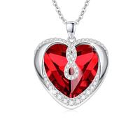 XIXLES Herz Halskette Infinity Kette 925 Sterling Silber Herz Anhänger Kristall Kette Schmuck Geschenke für Frauen Freundin Mama (07. Juli)