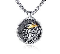 XIXLES Löwen Halskette aus 925er Sterling silber 3D Löwenkopf Anhänger geprägte Löwenkopf Medaille Charm feiner Löwen Schmuck Geschenk für Männer Frauen Jungen