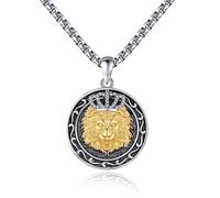 XIXLES Löwenkopf Halskette 925er Sterling silber Löwen kronen Medaillon Anhänger Halsketten Münzen Medaillen feiner Schmuck geschenk für Männer Frauen