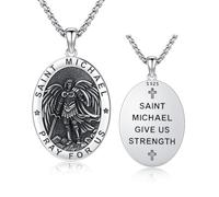 XIXLES Saint michael kette 925 Sterling Silber Halskette Herren Erzengel Michael Heiliger Anhänger Katholische Religiöse Amulett Schmuck für Herren Damen