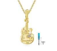 XIXLES Urnen Halskette für Asche 925er Sterling silber Gitarren Einäscherungs schmuck Gitarren Urnen Herren Asche vergoldet Gedenkge schenk Einäscherungs anhänger
