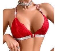Xjdzineq Push Up Halfter, vorne geschlossene BHs, rückenfreie BHs mit Knöpfen vorne, Dessous, nahtloser Büstenhalter, Spitzen BH, Bralette Oberteil, Blumen Spitzen BH