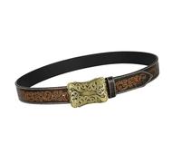 Xjdzineq Retro-Western-Taillengürtel, ethnisches geprägtes Design, dekorativer Taillenmieder, genießen Sie den täglichen Komfort, Distressed Ledergürtel, Golden Buckle Coffee, 110 cm