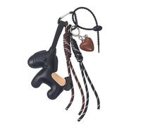 Xjdzineq Schöner Pferde-Schlüsselanhänger mit Herz-Anhänger, stilvolles PU-Ledertaschen-Accessoire, modische Tasche, Charm-Halter für Damen und Mädchen, PU-Schlüsselanhänger-Zubehör, Schwarz , One