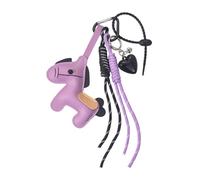 Xjdzineq Schöner Pferde-Schlüsselanhänger mit Herz-Anhänger, stilvolles PU-Ledertaschen-Accessoire, modische Tasche, Charm-Halter für Damen und Mädchen, PU-Schlüsselanhänger-Zubehör, violett, One size