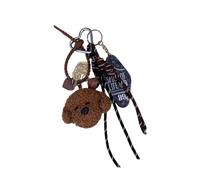 Xjdzineq Süßer Bär-Schlüsselanhänger, Plüsch-Accessoire, Tasche, Anhänger für Rucksäcke und Geldbörse, bequem zu halten, Cartoon-Hunde-Anhänger, braun