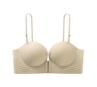 Xjdzineq Trägerloser Tube Top BH mit Hakenverschluss, rutschfestes Design, kabelloser Komfort Push Up Bandeau Bralette für Damen, Unterwäsche, trägerloser Bandeau BH