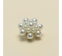 XJHWD 10/20 Stück 18 mm perlweiße Perlenblumenknöpfe, runde Perlenknöpfe zum Nähen, Kunstperlen, Flache Rückseite, Knöpfe mit Metallschaft