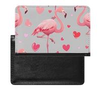 XJLAPWS Reisepasshülle Etui Rosa Flamingo Vögel Herzen Muster Pu Leder Reisepasshülle Mit Kartenschlitz