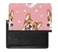 XJLAPWS Reisepasshülle Etui Süße Corgi Hunde Rosa Hintergrund Pu Leder Reisepasshülle Mit Kartenschlitz