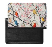 XJLAPWS Reisepasshülle Etui Vögel Auf Der Kirschblüte Pu Leder Reisepasshülle Mit Kartenschlitz