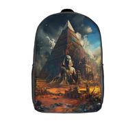 XJmoney Kinderrucksack mit Pharao-Muster, 17 Zoll, 3D-gedruckter Schulrucksack, Rucksack, Cartoon, verstellbare Schultasche für die Grundschule