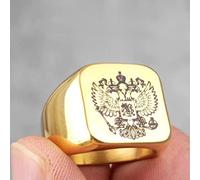 XJruixi Double Headed Eagle Russian National Emblem Stainless Steel Men Rings for Male Boyfriend Biker Jewelry Creativity Gift Wholesale