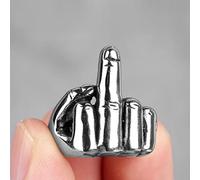 XJruixi F Word Middle Finger Stainless Steel Mens Rings Punk Hip Hop Stylish for Male Boyfriend Biker Jewelry Creativity Gift Wholesale