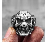 XJruixi Joker Skull Punk Gothic Stainless Steel Mens Rings Trendy Unique Cool for Male Boyfriend Biker Jewelry Creativity Gift Wholesale