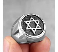 XJruixi Judaism Hexagram Star of David Stainless Steel Mens Rings Punk Hip Hop for Male Boy Biker Jewelry Creativity Gift Wholesale