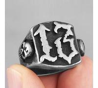 XJruixi Lucky Number 13 Skull Retro Black Stainless Steel Mens Rings Punk for Male Boyfriend Biker Jewelry Creativity Gift Wholesale