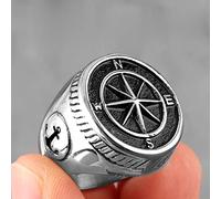 XJruixi Navigator Compass Sailor Anchor Stainless Steel Mens Rings Punk Hip Hop for Male Boyfriend Jewelry Creativity Gift Wholesale