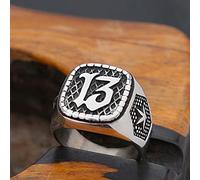 XJruixi Punk Hip Hop Lucky Number 13 Ring Men Stainless Steel Biker Pentagram Men's Ring Fashion Lucky Amulet Jewelry Gift Wholesale