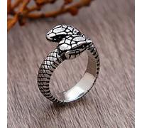 XJruixi Punk Hip Hop Stainless Steel Snake Ring for Men Women Party Fashion Adjustable Double Headed Snake Animal Rings Jewelry Gift