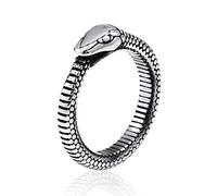 XJruixi Retro Nordic Mythology Men Ouroboros Ring Punk Hip Hop Stainless Steel Biker Snake Ring for Men Women Fashion Jewelry Gifts