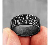 XJruixi Simple Vintage Black Volcano Stainless Steel Mens Rings Trendy Charm for Male Boyfriend Biker Jewelry Creativity Gift Wholesale