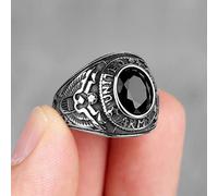 XJruixi Stainless Steel Men Rings Rhinestone United States Army Punk Hip Hop for Biker Male Boyfriend Jewelry Creativity Gift Wholesale
