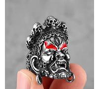 XJruixi Tibetan Buddhism Raksha Buddha Stainless Steel Mens Rings Punk Amulet for Male Boyfriend Biker Jewelry Creativity Gift Wholesale