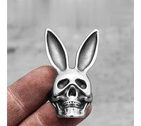 XJruixi Unique Bunny Skull Stainless Steel Mens Rings Punk Gothic Trendy for Male Boyfriend Biker Jewelry Creativity Gift Wholesale