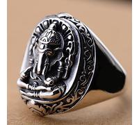 XJruixi Vintage God of Wealth Elephant Ring Men's Stainless Steel National Style India Ganesha Ring Men Women Lucky Ring Jewelry