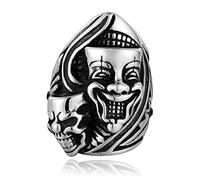 XJruixi Vintage Gothic Big and Small Clown Ring Men Boys Huge Stainless Steel Biker Rings Male Heavy Metal Punk Rock Jewelry